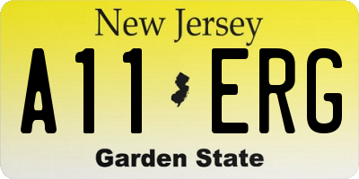NJ license plate A11ERG
