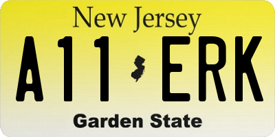 NJ license plate A11ERK