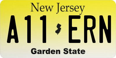 NJ license plate A11ERN