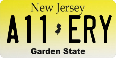 NJ license plate A11ERY