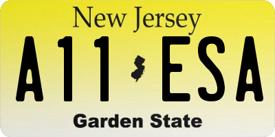 NJ license plate A11ESA
