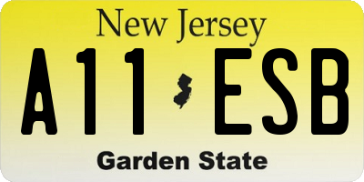 NJ license plate A11ESB