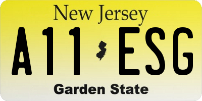 NJ license plate A11ESG