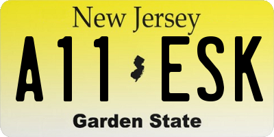 NJ license plate A11ESK