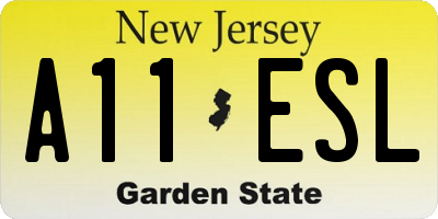 NJ license plate A11ESL