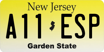 NJ license plate A11ESP