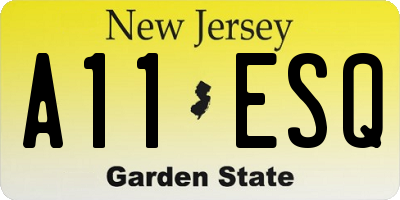 NJ license plate A11ESQ