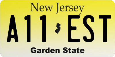 NJ license plate A11EST