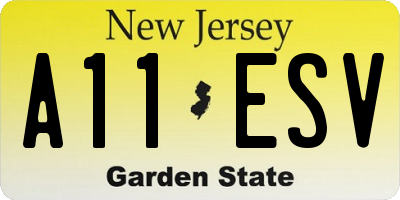 NJ license plate A11ESV