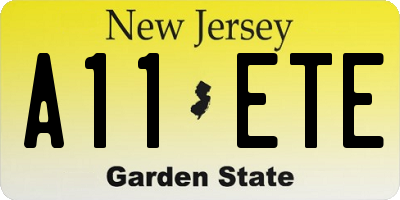 NJ license plate A11ETE