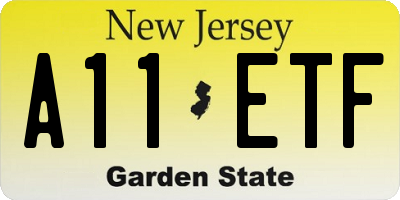 NJ license plate A11ETF