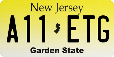 NJ license plate A11ETG