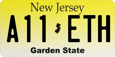 NJ license plate A11ETH