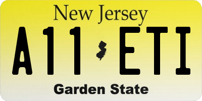 NJ license plate A11ETI