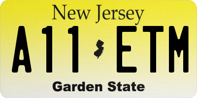 NJ license plate A11ETM