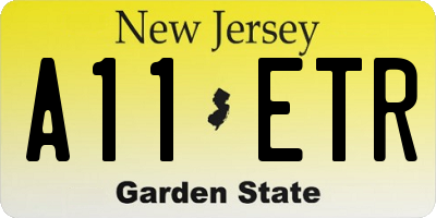 NJ license plate A11ETR