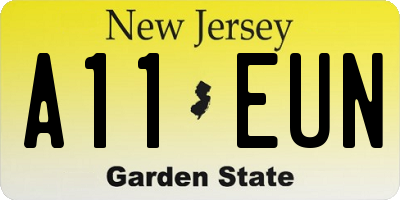NJ license plate A11EUN