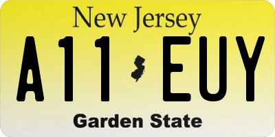 NJ license plate A11EUY