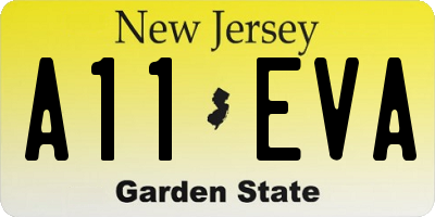 NJ license plate A11EVA