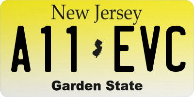 NJ license plate A11EVC