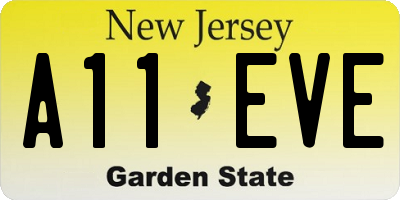 NJ license plate A11EVE