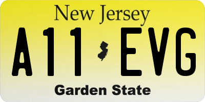 NJ license plate A11EVG