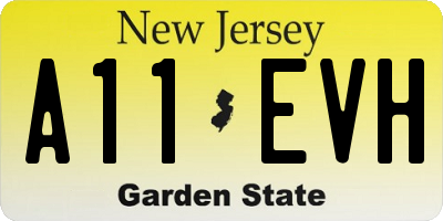 NJ license plate A11EVH