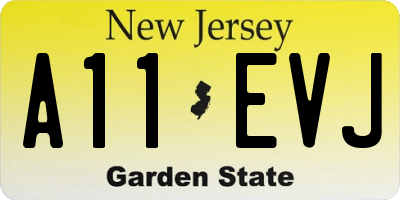 NJ license plate A11EVJ