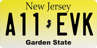 NJ license plate A11EVK