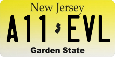 NJ license plate A11EVL
