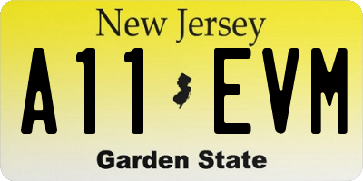 NJ license plate A11EVM