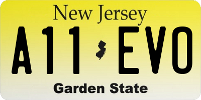 NJ license plate A11EVO