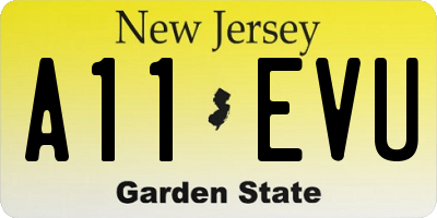 NJ license plate A11EVU