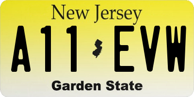 NJ license plate A11EVW