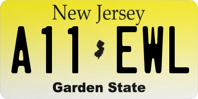 NJ license plate A11EWL