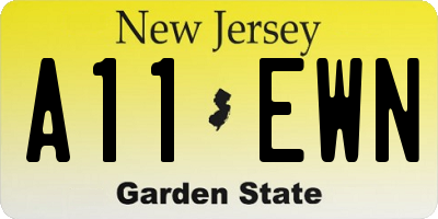 NJ license plate A11EWN