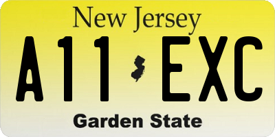 NJ license plate A11EXC