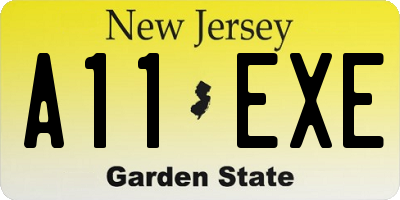 NJ license plate A11EXE