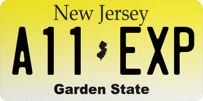 NJ license plate A11EXP