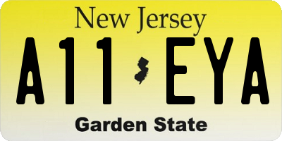 NJ license plate A11EYA