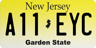 NJ license plate A11EYC