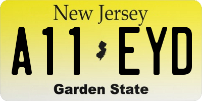 NJ license plate A11EYD
