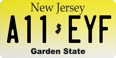 NJ license plate A11EYF