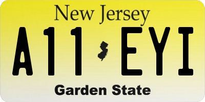 NJ license plate A11EYI
