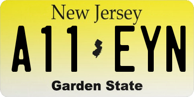 NJ license plate A11EYN