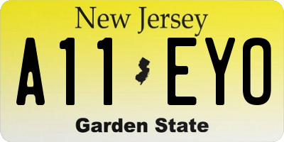 NJ license plate A11EYO