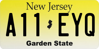 NJ license plate A11EYQ