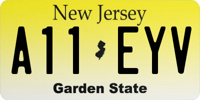NJ license plate A11EYV