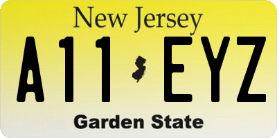 NJ license plate A11EYZ