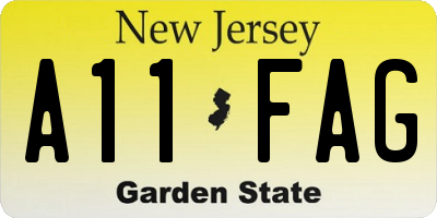 NJ license plate A11FAG